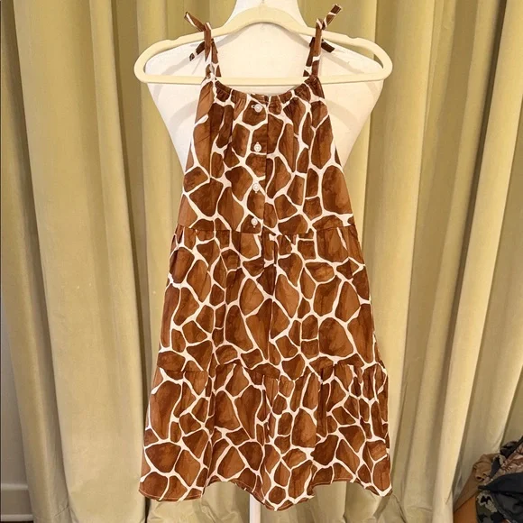 Janie and Jack - Girls Brown Giraffe Print Wanderer Dress - Size: 8Y -  greenwatershopping.com